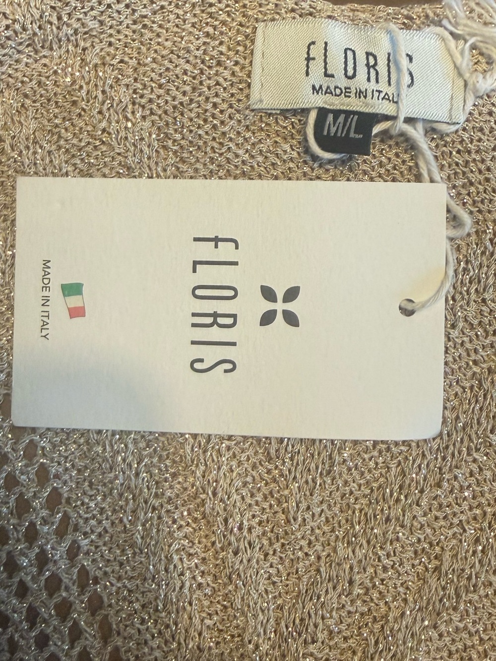 NWT Floris Made in Italy Gold Metallic Chevron Knit Midi Dress M/L - Picture 6 of 8